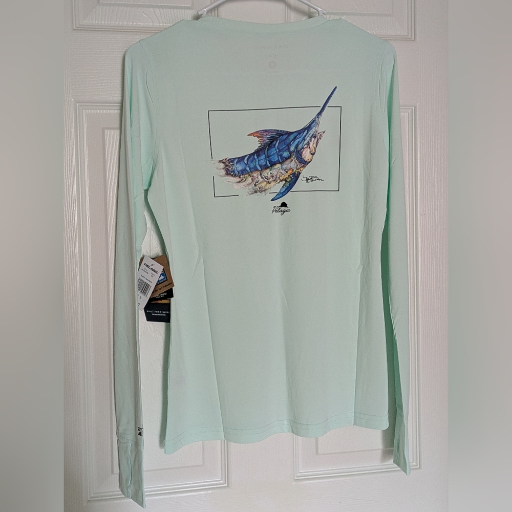 Pelagic Women's Small Aquatek Goione Marlin Long Sleeve Fishing Shirt SPF 50+